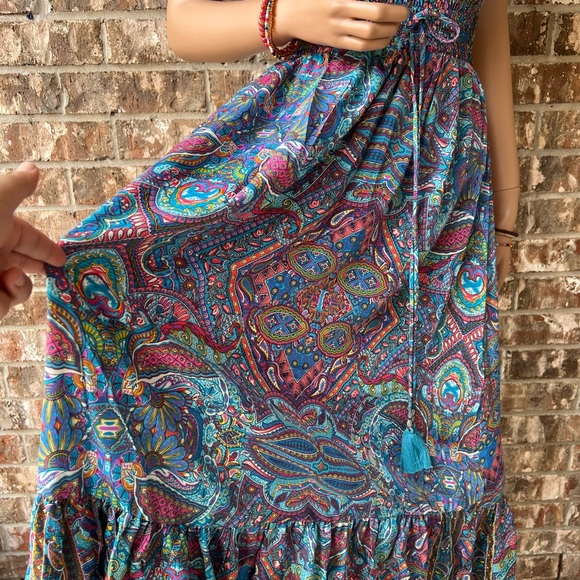 Paisley Print Half Butterfly Sleeves Midi Dress - Picture 12 of 14